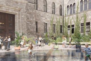 Zielony dziedziniec przed Zamkiem Cesarskim w Poznaniu