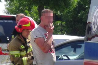 Palmiry wypadek z udziałem motocykla i osobówki