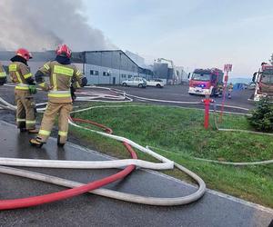 Pożar w magazynie firmy spożywczej. Słup ognia i dymu widać z daleka. 200 strażaków walczy z płomieniami