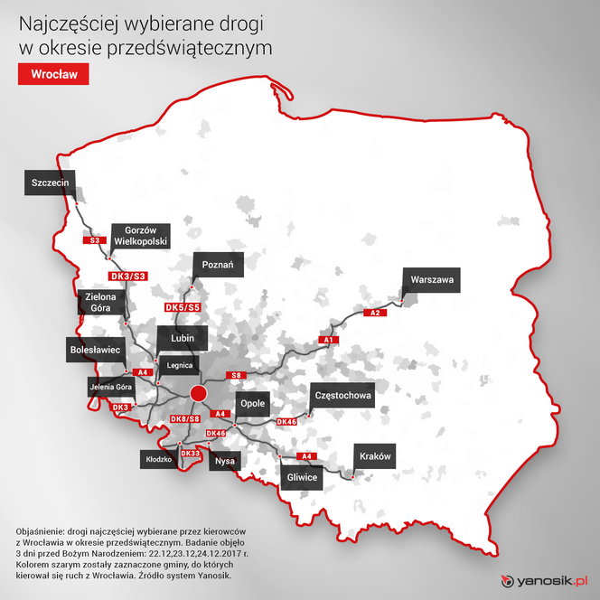 Ruch przedświąteczny z Wrocław [MAPA]