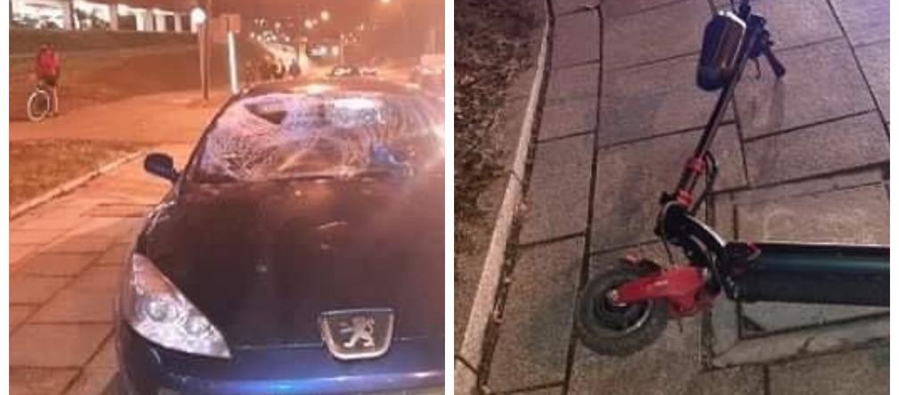 Pijany 71-latek jechał hulajnogą przez centrum miasta. Potrącił go kierowca bez prawa jazdy