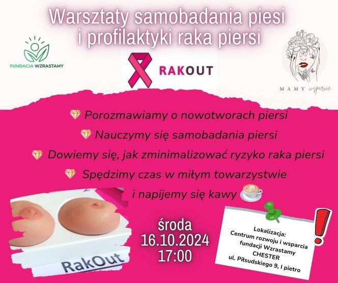 Fundacja Wzrastamy i Stowarzyszenie RakOut zapraszają siedlczanki do nauki samobadania piersi