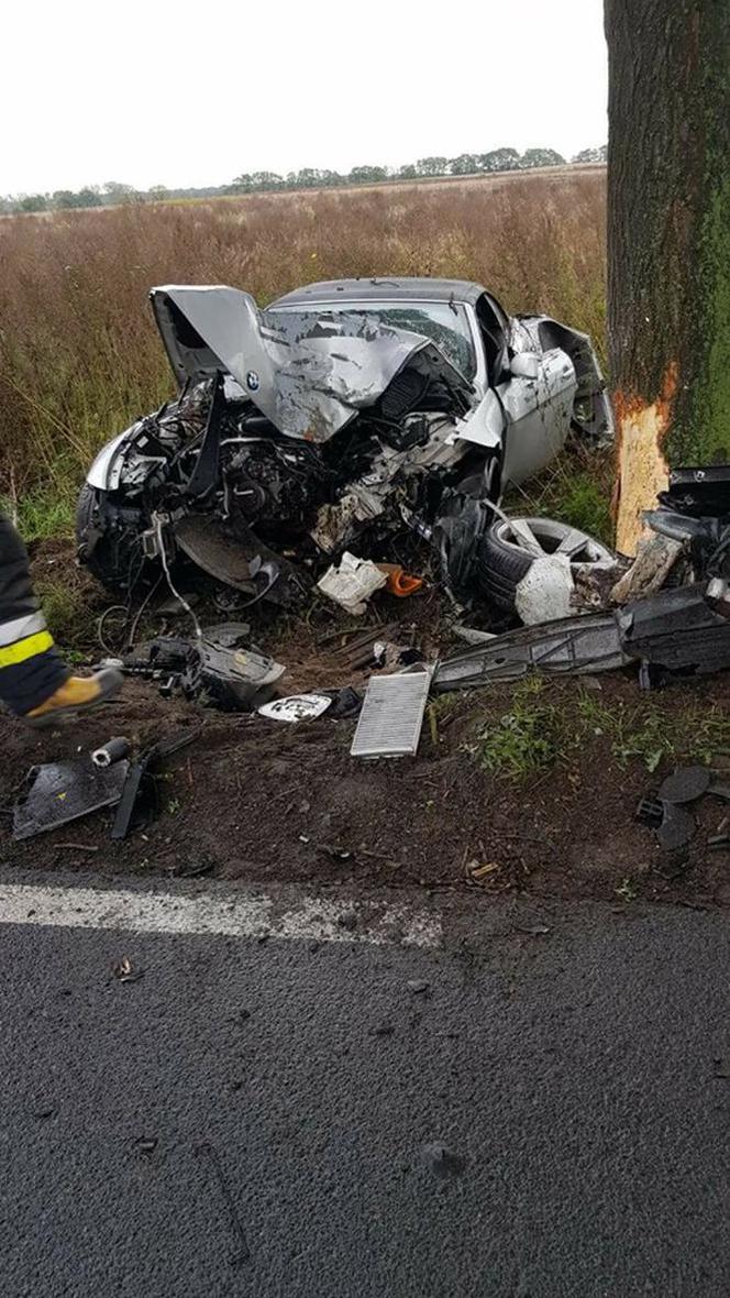 BMW roztrzaskało się na drzewie