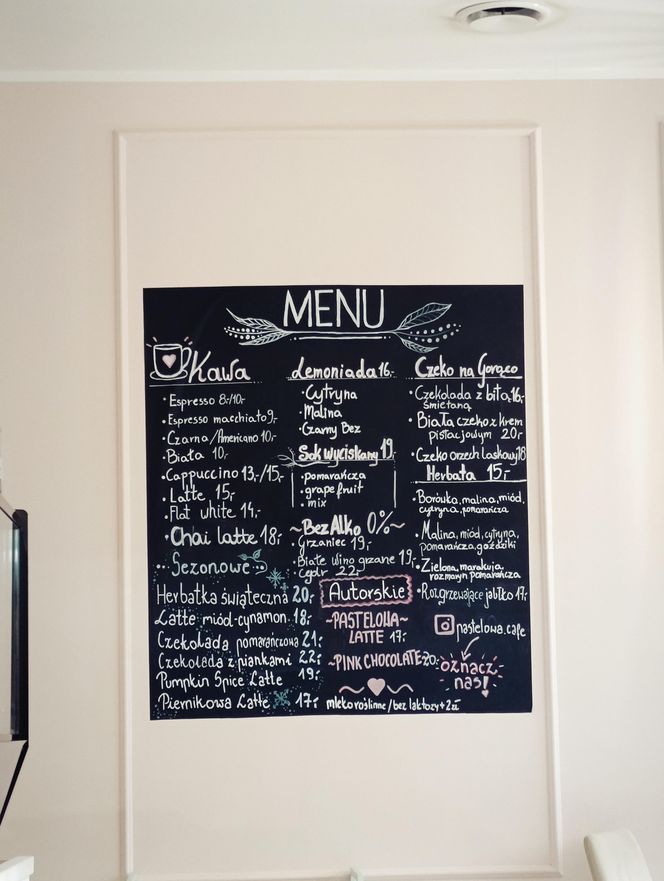 Cennik i Menu Pastelowa Cafe Gdynia Witomino