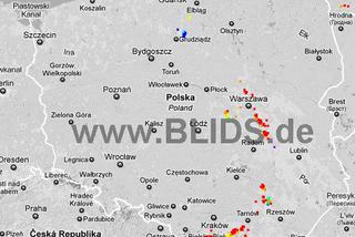 Burze w Polsce 6.07.2012 - MAPKA z godz. 12.45-14.45