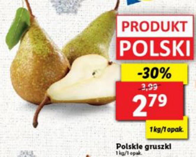 Polskie gruszki 2,79 zł/1 kg/1 opak 