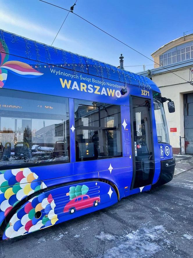 Świąteczny tramwaj w Warszawie 