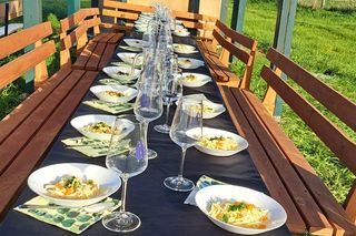 W Chopinowskiej scenografii odbywają się spotkania, degustacje, tematyczne imprezy. Winnica położona jest na wzniesieniu, z którego roztacza się malowniczy widok na Żagań.