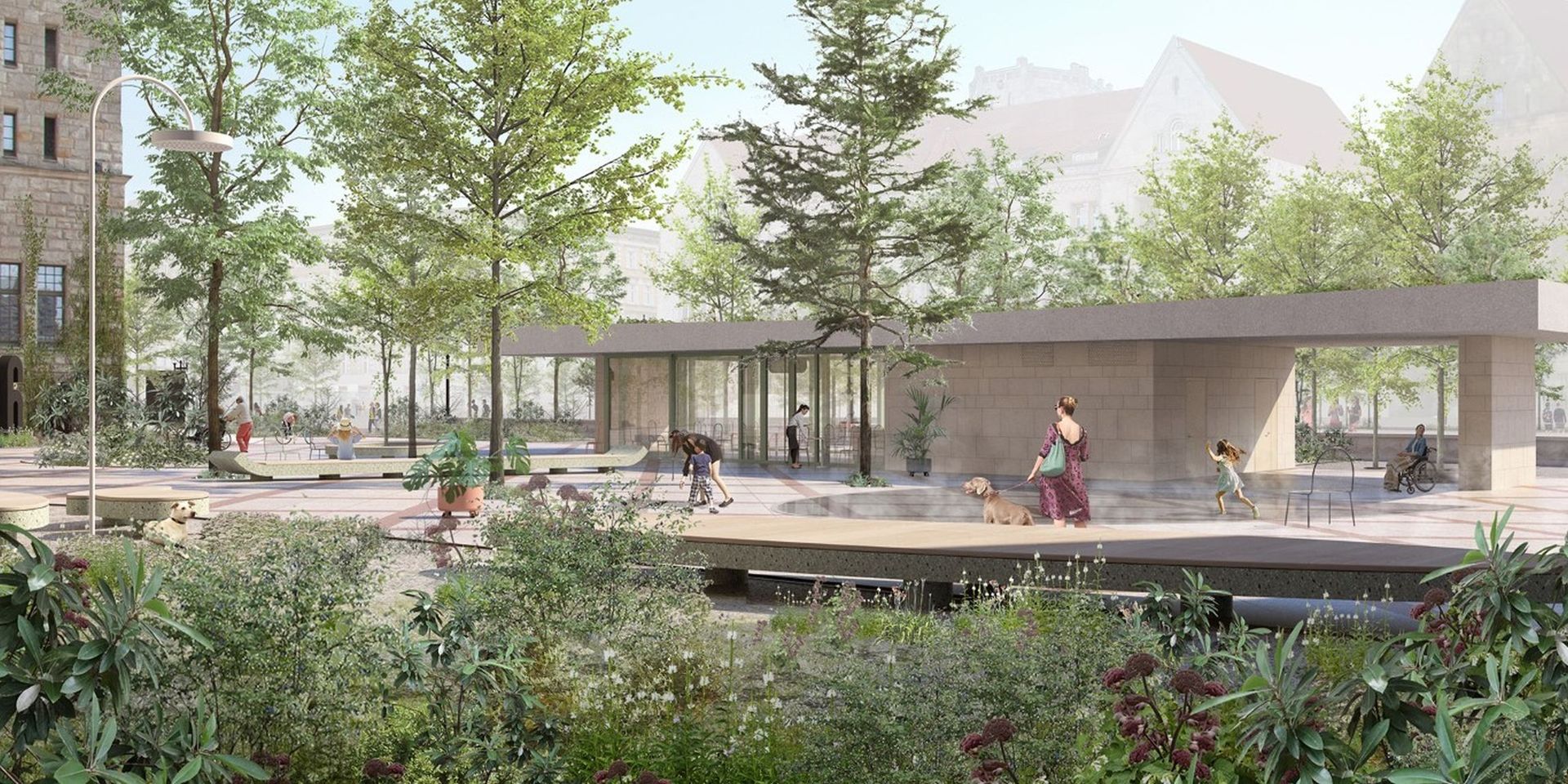 Zielony dziedziniec przed Zamkiem Cesarskim w Poznaniu