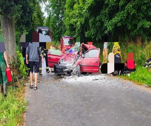 Śmiertelny wypadek w Storkowie. Opel rozbił się na drzewie. Dwie osoby nie żyją!