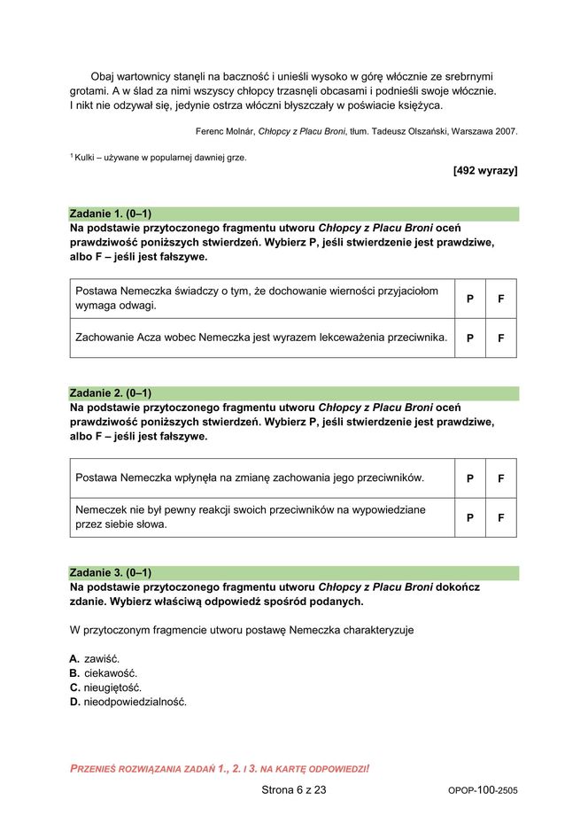 Egzamin ósmoklasisty 2025 - polski