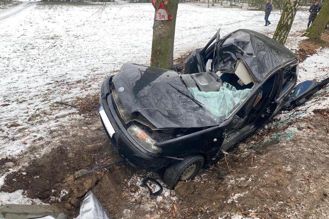 26-latka straciła panowanie nad autem i UDERZYŁA w drzewo! W akcji śmigłowiec LPR 