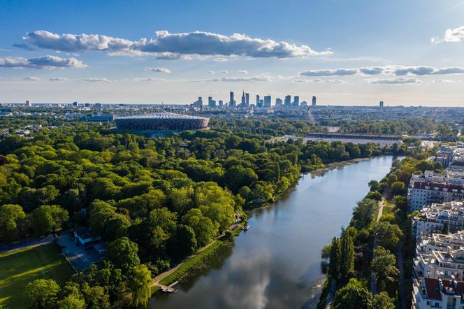 Widok z lotu ptaka na Park Skaryszewski 