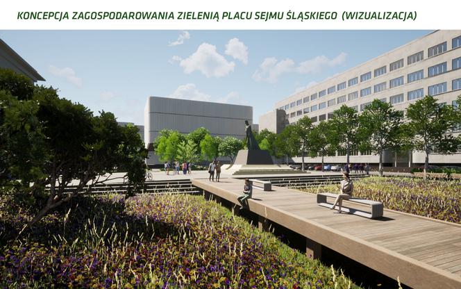 Nowa zieleń ozdobi plac Sejmu Śląskiego w Katowicach