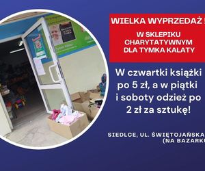 Wielka wyprzedaż książek i odzieży w sklepiku charytatywnym dla Tymka Kalaty w Siedlcach