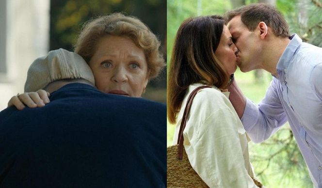 Barwy szczęścia. Józefina (Elżbieta Jarosik), Andrzej (Leon Charewicz), Kasia (Katarzyna Glinka), Łukasz (Michał Rolnicki)