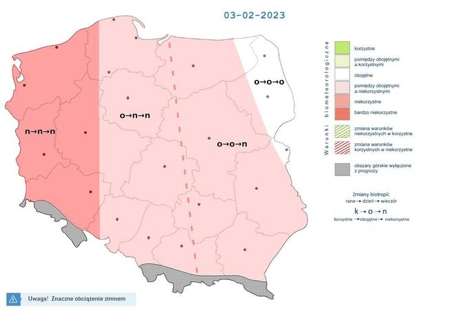 Warunki biometeorologiczne w piątek, 3 lutego