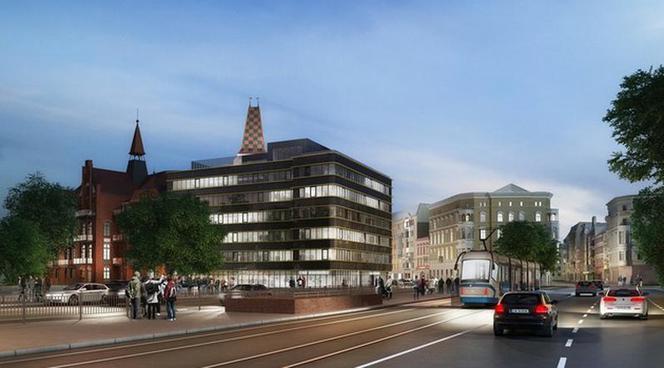 Budynek B12 – Bulwar Staromiejski we Wrocławiu – ten obiekt usługowy znajduje się na szczycie całego kompleksu, od ul. Jana Pawła II