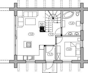 Projekt małego domu drewnianego L-308