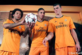 Real Madryt pomarańczowe stroje, Karim Benzema, Marcelo, Gareth Bale