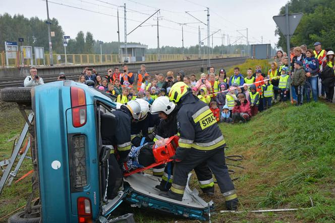 Akcja profilaktyczna "Bezpieczny przejazd" w Koszewnicy w gminie Kotuń w 2021 roku