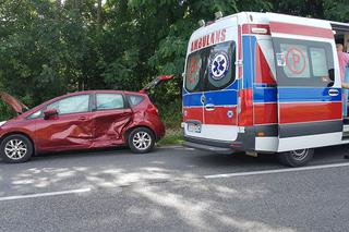 Wypadek dwóch aut osobowych na drodze nr 42 w Wielkiej Wsi. Utrudnienia w ruchu