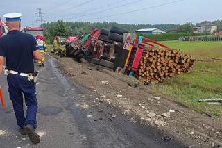 Śmiertelny wypadek pod Radomskiem. 47-latek nie miał szans w zderzeniu z ciężarówką przewożącą drewno [ZDJĘCIA]