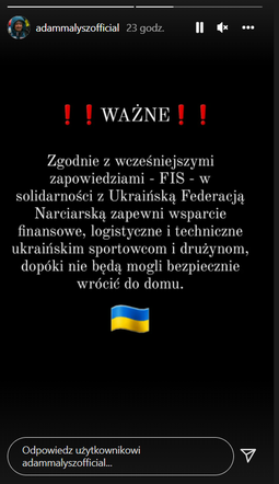 Adam Małysz podał ważne informacje dla Ukraińców