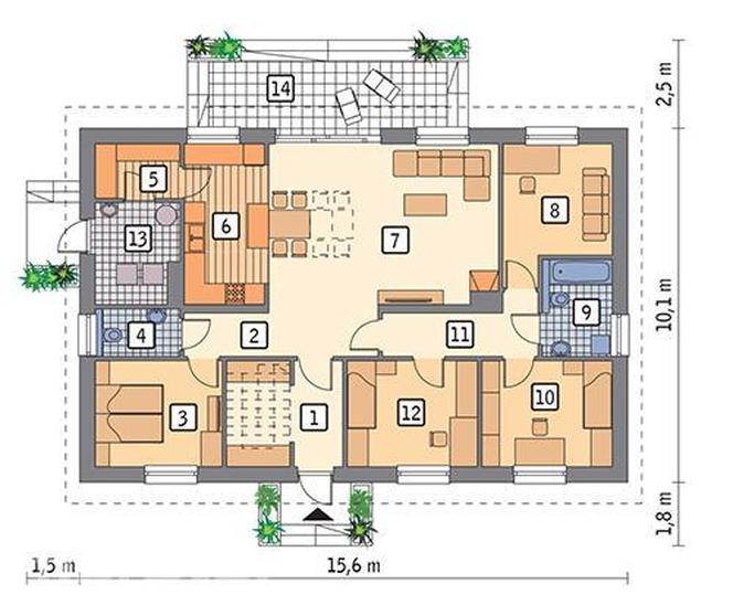 Projekt domu M218 W zgodzie z naturą z katalogu Muratora - wizualizacje, plany, rysunek