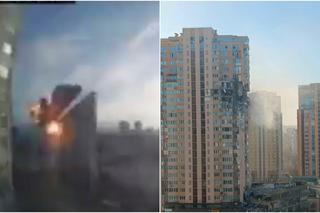 Ukraina. Rosyjski pocisk trafił w blok mieszkalny w Kijowie! Kamera uchwyciła moment uderzenia [WIDEO, ZDJĘCIA]
