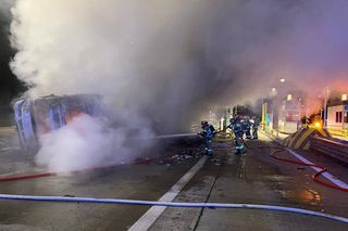 Pożar ciężarówki na autostradzie A2