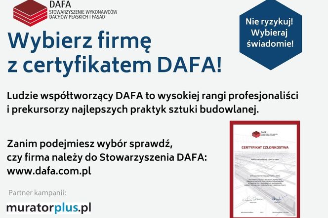  STOWARZYSZENIE WYKONAWCÓW DACHÓW PŁASKICH I FASAD DAFA