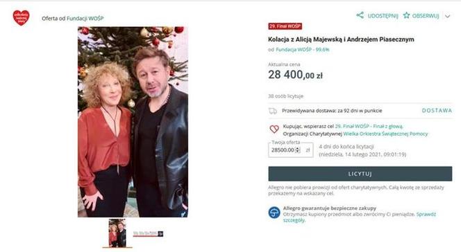 Alicja Majewska i Andrzej Piaseczny  będą gotować dla Owsiaka