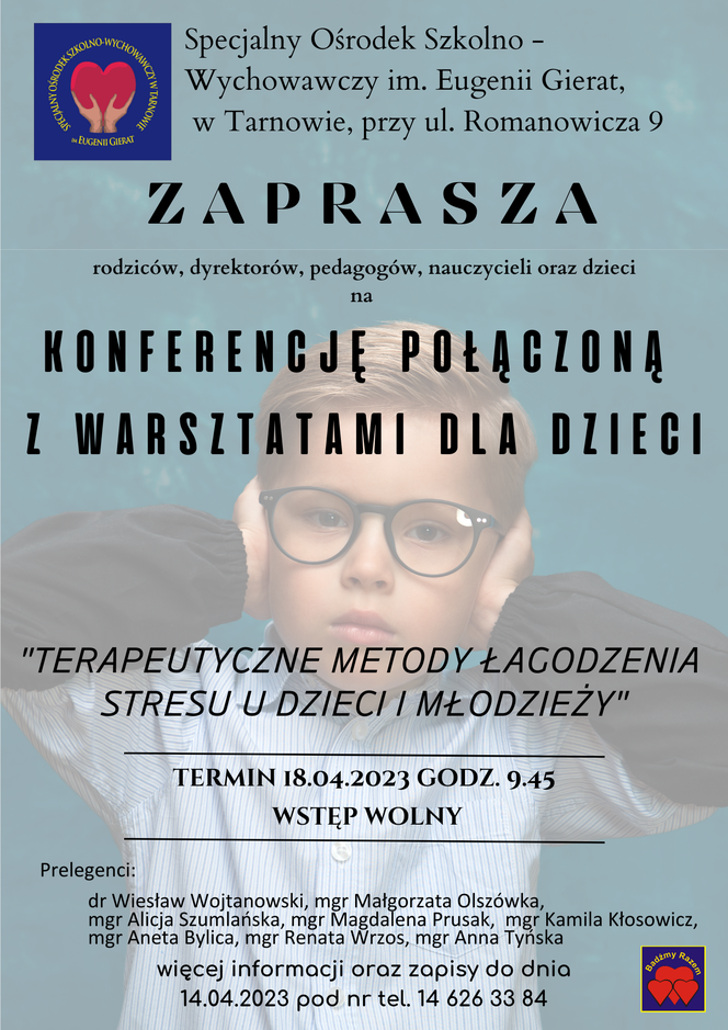 Plakat konferencji Terapeutyczne metody łagodzenia stresu u dzieci i młodzieży”