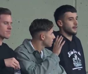 Marc-Andre ter Stegen, Fermin Lopez i Joan Garcia podzcas meczu FC Barcelona- PSG