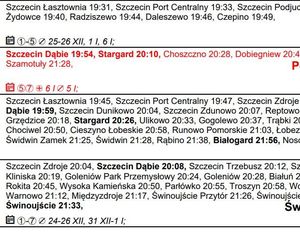 Rozkład jazdy dla stacji Szczecin Główny na zimę 2024/2025