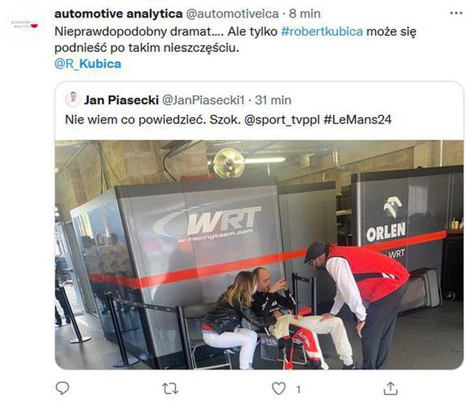 Tak internauci zareagowali na dramat Kubicy w Le Mans 24h