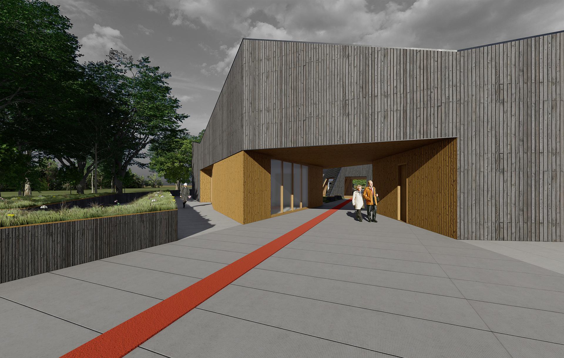 Projekt koncepcyjny architektoniczny Centrum Spotkań „Nowe Kurniki” w Wałbrzychu.