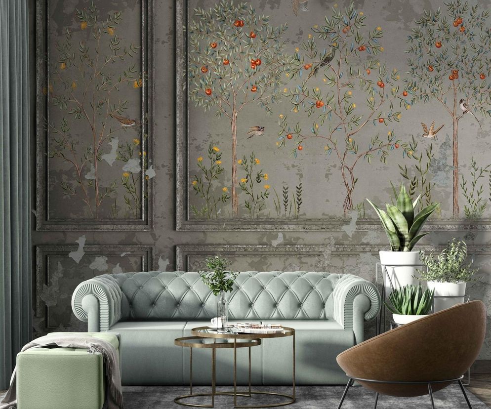 Miękka sofa i tapeta 