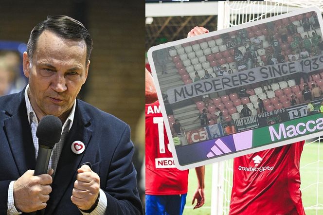 Radosław Sikorski reaguje na ohydny transparent kibiców z Izraela: Dostaną zakaz wjazdu do Polski