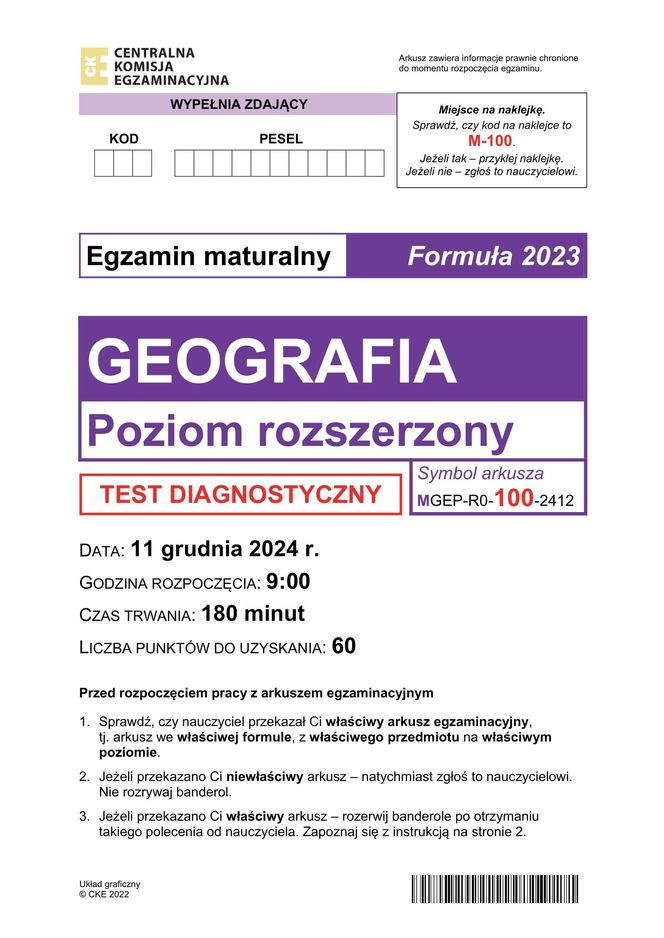 Matura próbna 2025: geografia. Arkusze CKE i odpowiedzi. Poziom rozszerzony [Formuła 2023]