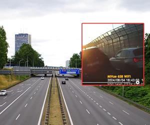 Groźne sceny na autostradzie A4 w Katowicach. Kierowca audi najechał na inne auto