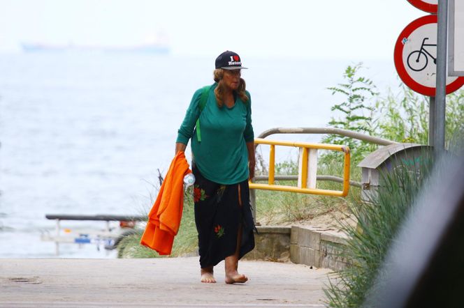 Agnieszka Fitkau-Perepeczko na plaży w Sopocie
