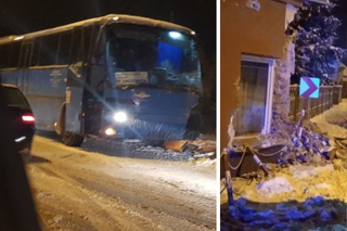 Autobus roztrzaskał się na budynku. 65-letnia lokatorka cudem uniknęła śmierci!
