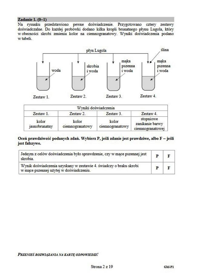"Egzamin gimnazjalny 2019 - część przyrodnicza"