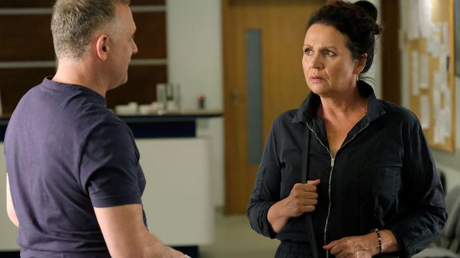 M jak miłość odc. 1623. Marysia (Małgorzata Pieńkowska), Artur Rogowski (Robert Moskwa)