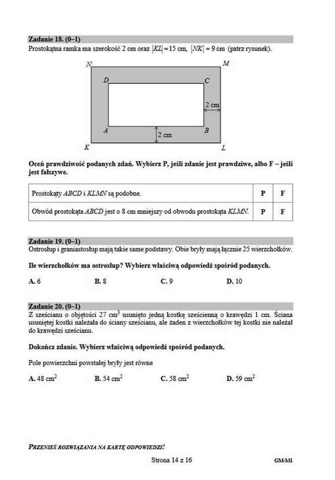 Egzamin gimnazjalny 2019 z matematyki