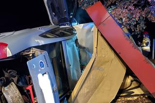 Przerażające zdjęcia z miejsca wypadku w pow. opolskim. Auto całkowicie zniszczyło przystanek