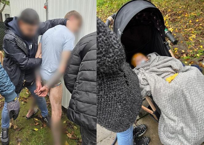 Nalot policji na ogródki działkowe. Zatrzymali 33-latka i jego żonę. 9-miesięcznę niemowlę wciągnięte w przestępczy proceder