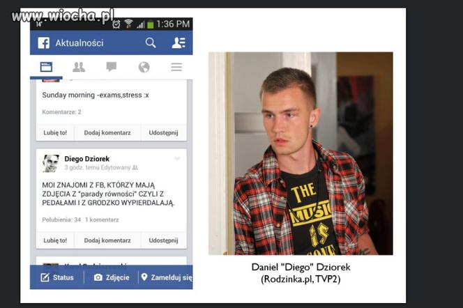 Daniel Diego Dziorek na Facebooku atakuje gejów i Annę Grodzką